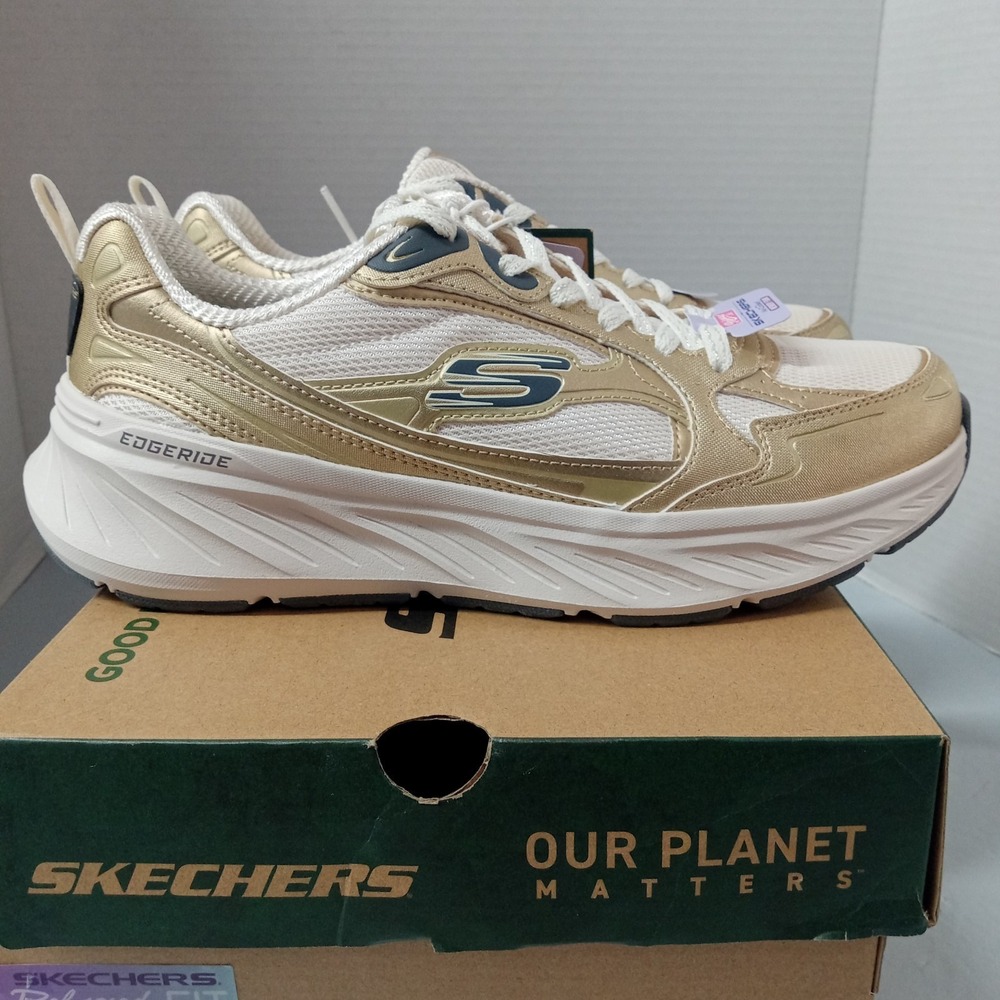 Skechers Women's Edgeride Golden Haze Athletic Sneakers Size 8.5 Natural/Gold